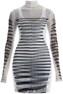 jean paul gaultier double layer mini dress with marinière print