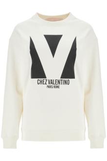 valentino garavani ivory cotton sweatshirt with bold stylized logo