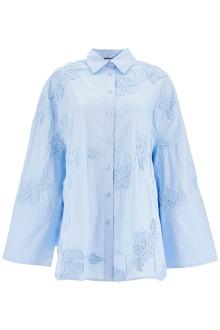 rotate light blue cotton shirt with embossed floral pattern