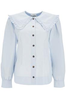 ganni poplin shirt with oversized collar