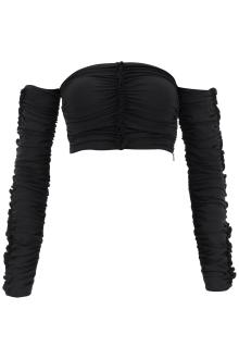 rotate ruched off-shoulder cropped top