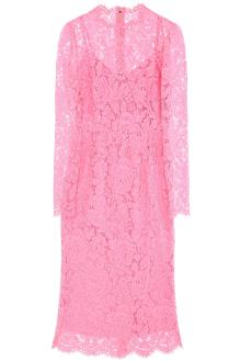 dolce &amp; gabbana midi dress in floral cordonnet lace