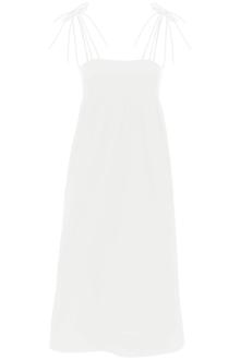 ganni cotton poplin midi dress in