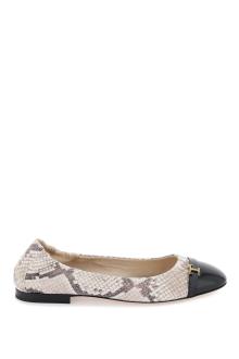 tod&#039;s snake-printed leather ballet flats