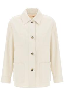 max mara studio newport overshirt in cotton and linen drill