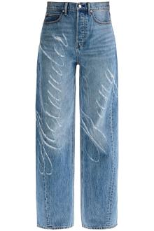 alexander wang distressed jeans with lettering logo