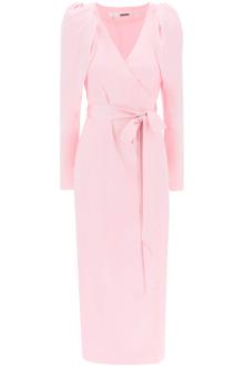 rotate satin wrap midi dress with a crossover