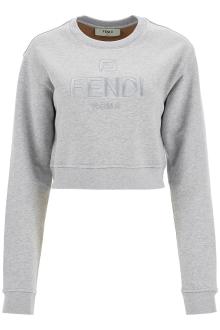 fendi &#039;cropped sweatshirt with embroidered logo