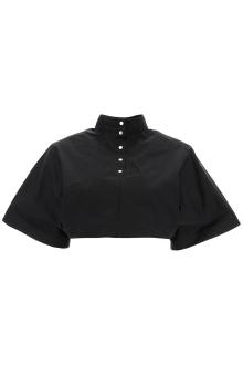 alaia high-neck poplin top with long sleeves