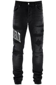 amiri skinny jeans with varsity logo